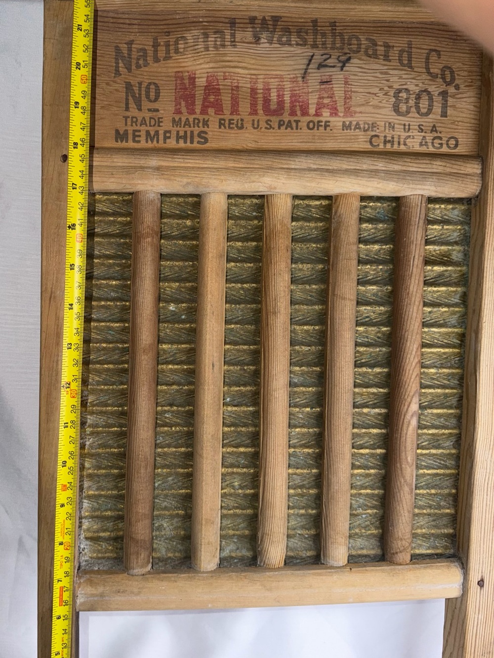 Vintage National Washboard Co. No. 801 "The Brass King" Wood & Brass Washboard - Picture 4 of 7